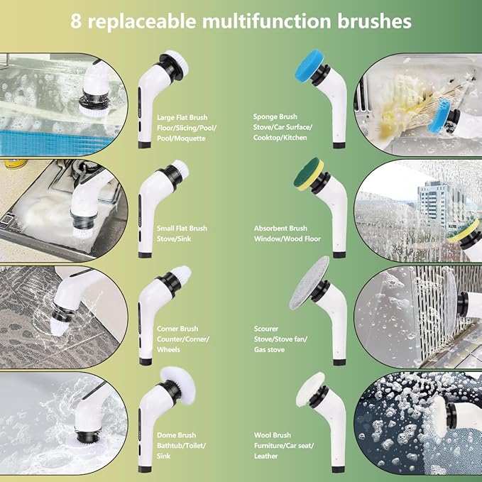 9 in 1 Electric Cleaning Brush - Powerful, Versatile & Easy Cleaning
