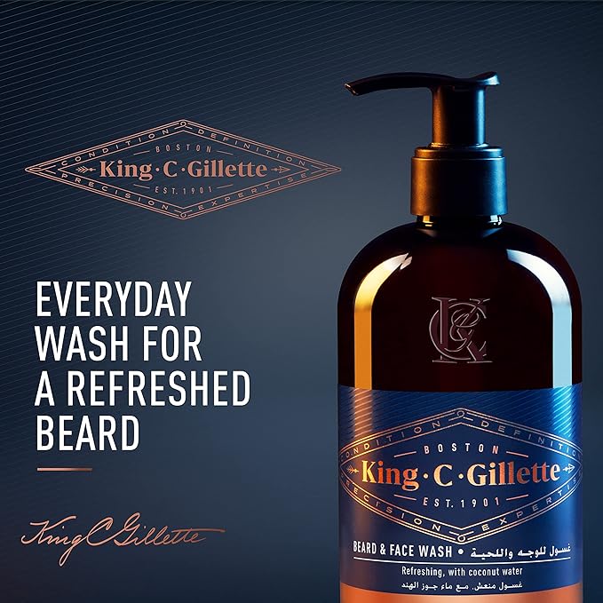 Premium Beard Care Kit by King C. Gillette – Wash & Oil Combo