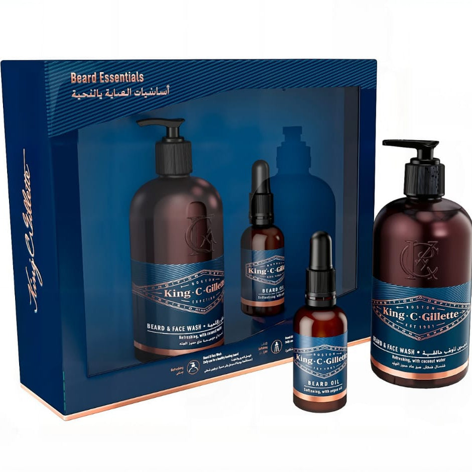 Premium Beard Care Kit by King C. Gillette – Wash & Oil Combo